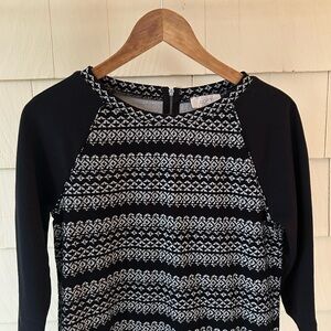 LOFT Black and White Patterned Sweater Dress